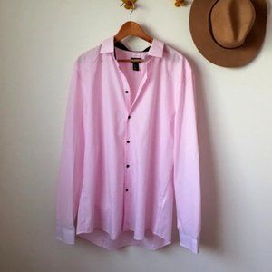 H&M | pink black dress shirt long sleeve slim fit
